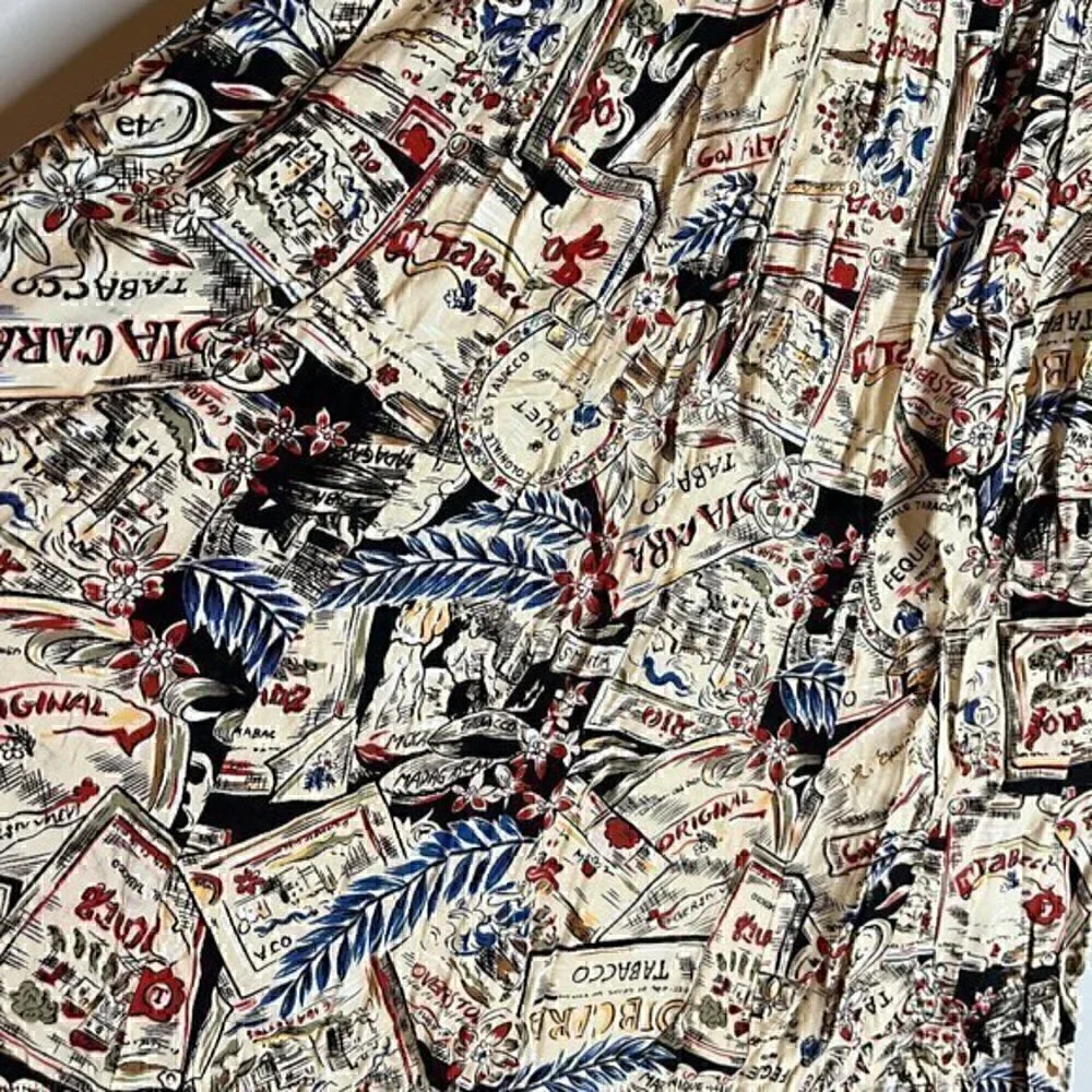 Vintage travel patterned skirt and shirt matching set